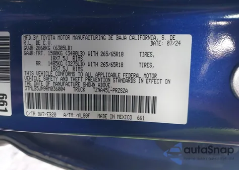 2024 Toyota Tacoma Limited from USA, damaged, VIN 3TMLB5JN9RM036004